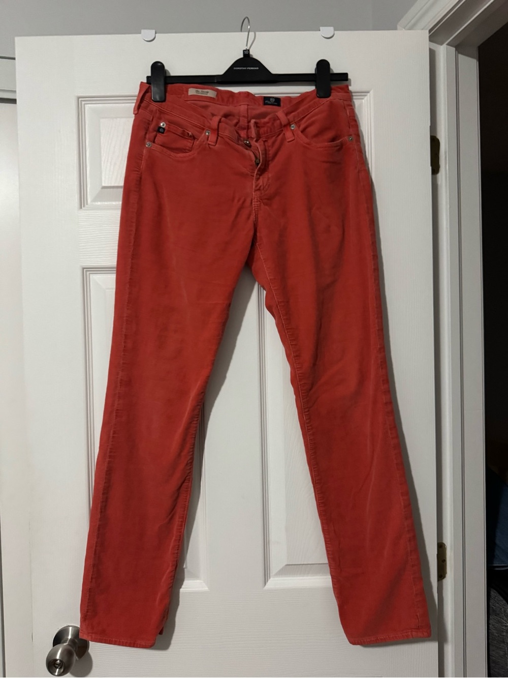 Adriano Goldschmied Coral-Red Corduroy Pants 30 reg